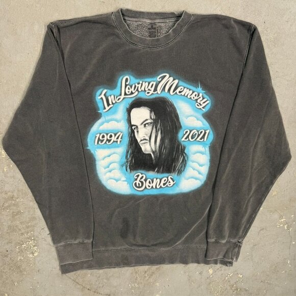 Team Sesh Bones "In Loving Memory" Graphic Crewneck Sweatshirt Merch Grey Large - Picture 2 of 8